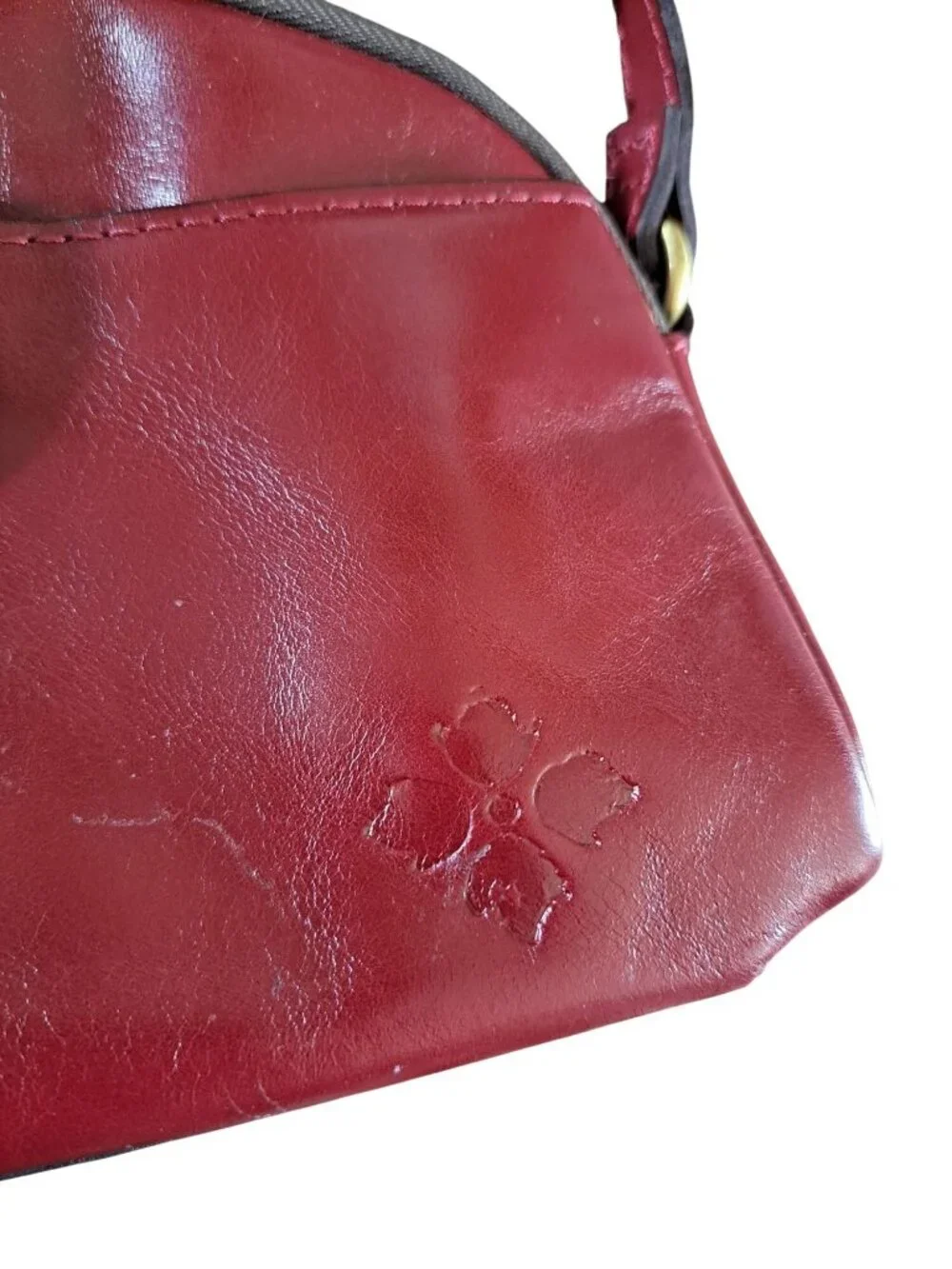 Patricia Nash Small Leather Crossbody Bag Purse Adjustable Burgundy Supple - Picture 4 of 16
